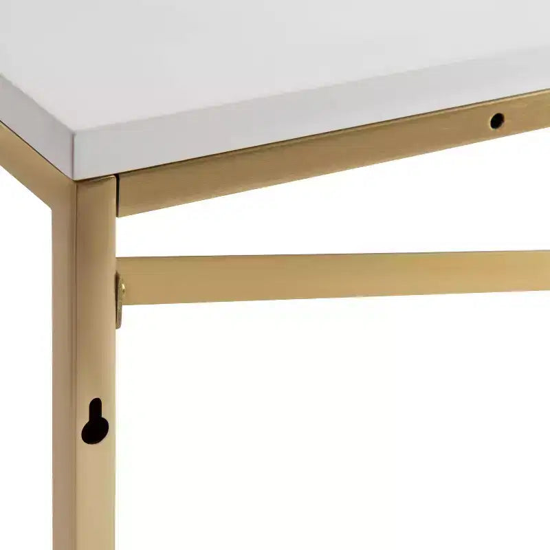 Étagère Murale Blanche à 2 Niveaux - Décor Glamour Moderne, Fixations en Trou de Serrure