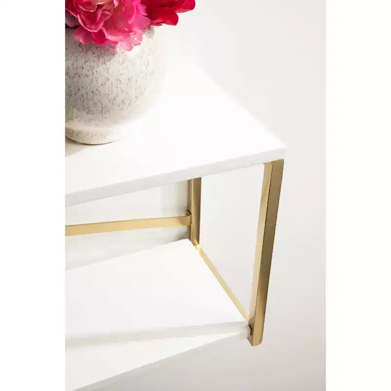 Étagère Murale Blanche à 2 Niveaux - Décor Glamour Moderne, Fixations en Trou de Serrure