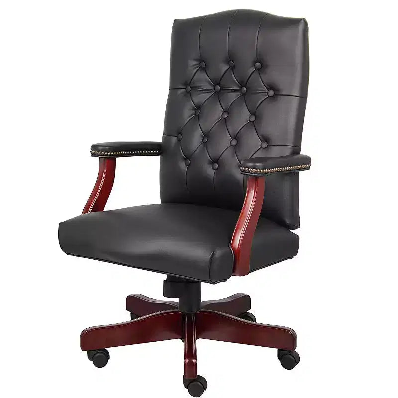 Chaise de bureau HomeStock 41 po (H) réglable avec roulettes et revêtement d'assise en tissu Caresoft noir