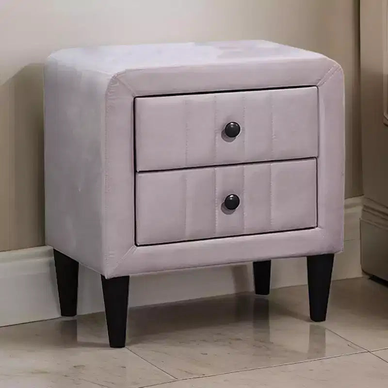 Royal Hampton Nightstand, 2 Drawers, 22 Inch Upholstered in Light Pink Velvet