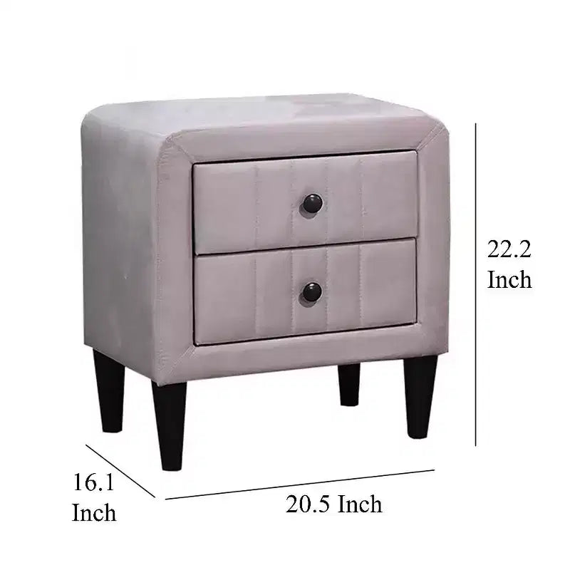 Table de chevet, velours rose clair