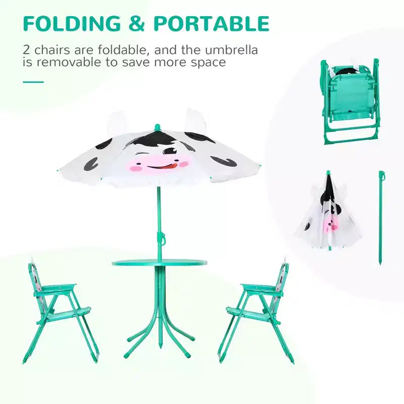 Table et chaise pour enfants à motif de vache laitière
