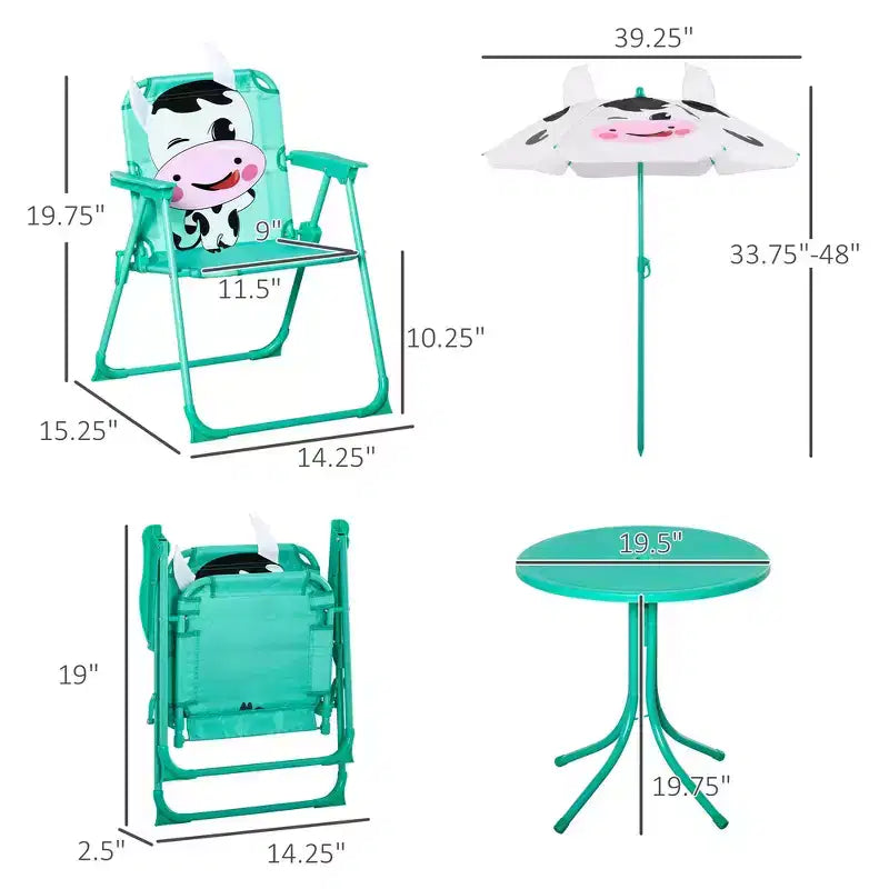 Table et chaise pour enfants à motif de vache laitière