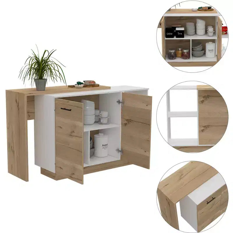 Îlot de cuisine moderne avec un plan de travail au design unique