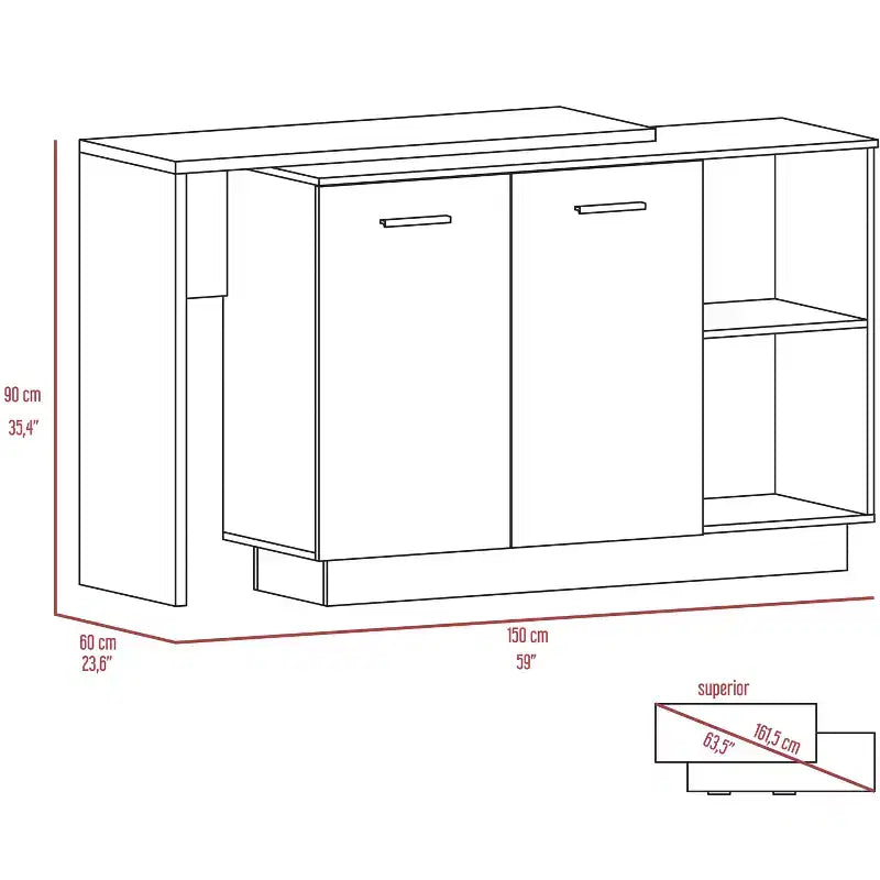 Îlot de cuisine moderne avec un plan de travail au design unique