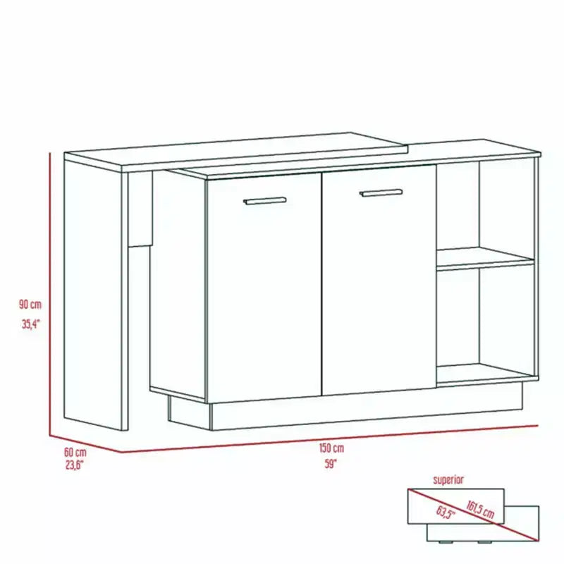 Îlot de cuisine moderne avec un plan de travail au design unique
