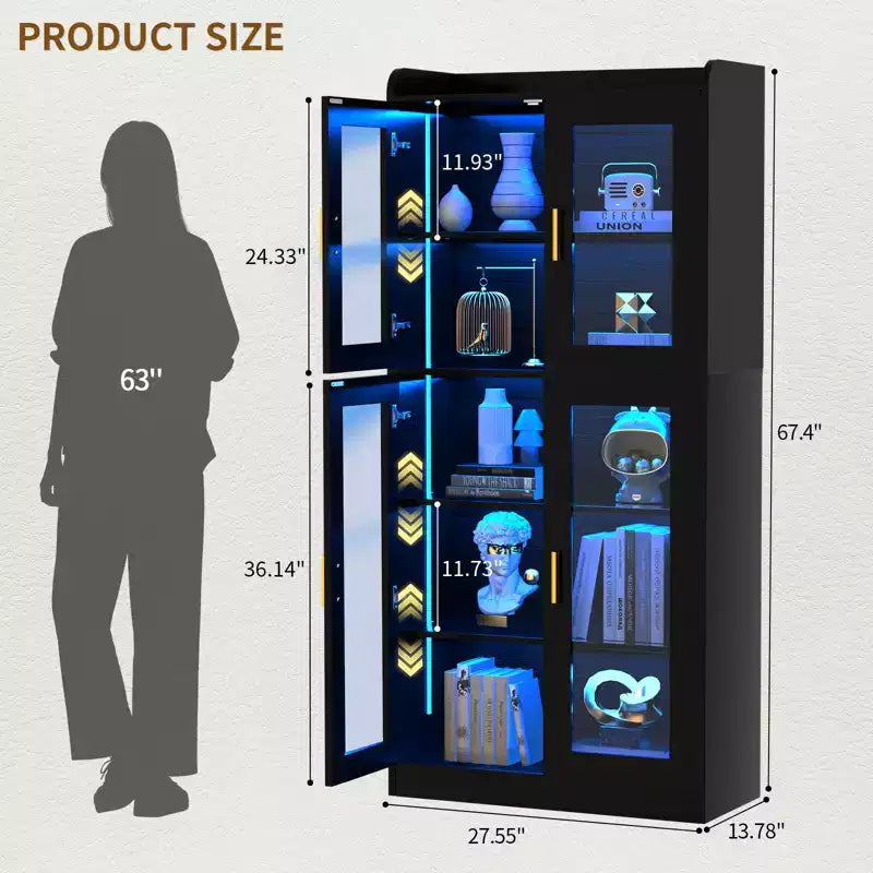 Vitrine à 5 étagères avec rangement