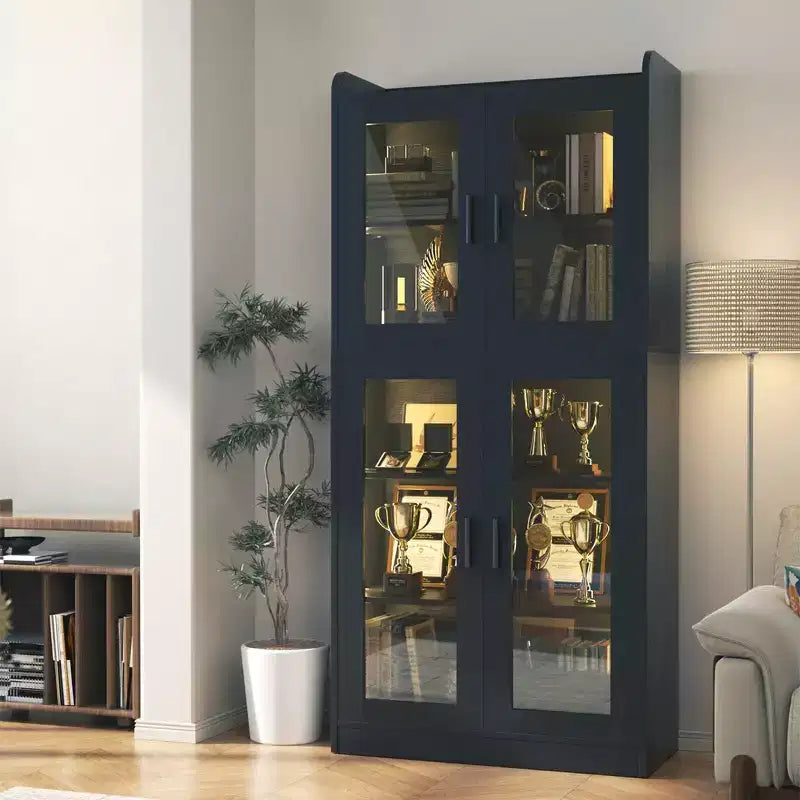 Vitrine à 5 étagères avec rangement