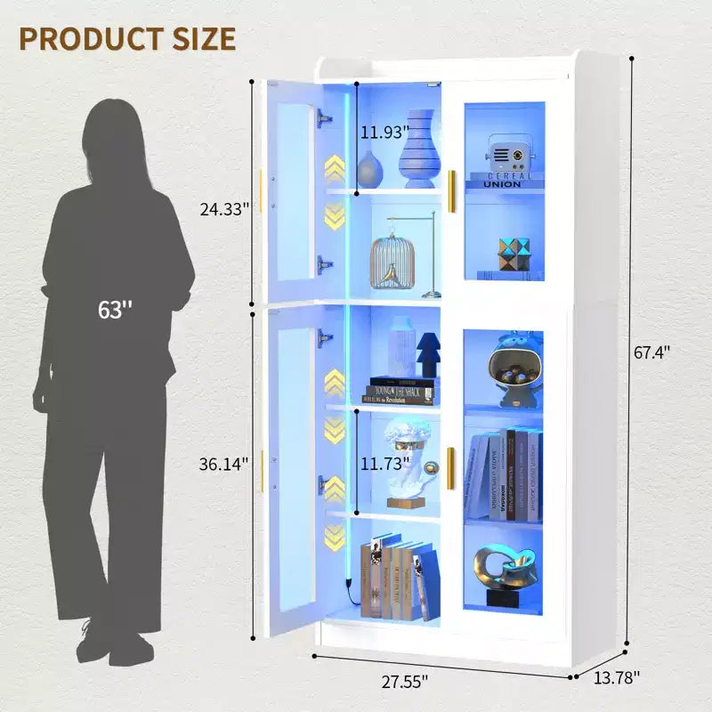 Vitrine à 5 étagères avec rangement