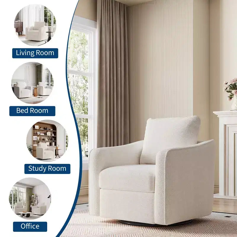 Fauteuil pivotant, fauteuil moderne en lin