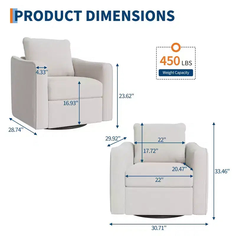 Fauteuil pivotant, fauteuil moderne en lin