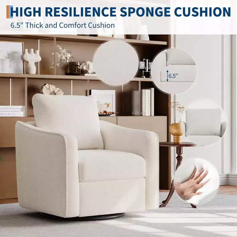 Fauteuil pivotant, fauteuil moderne en lin
