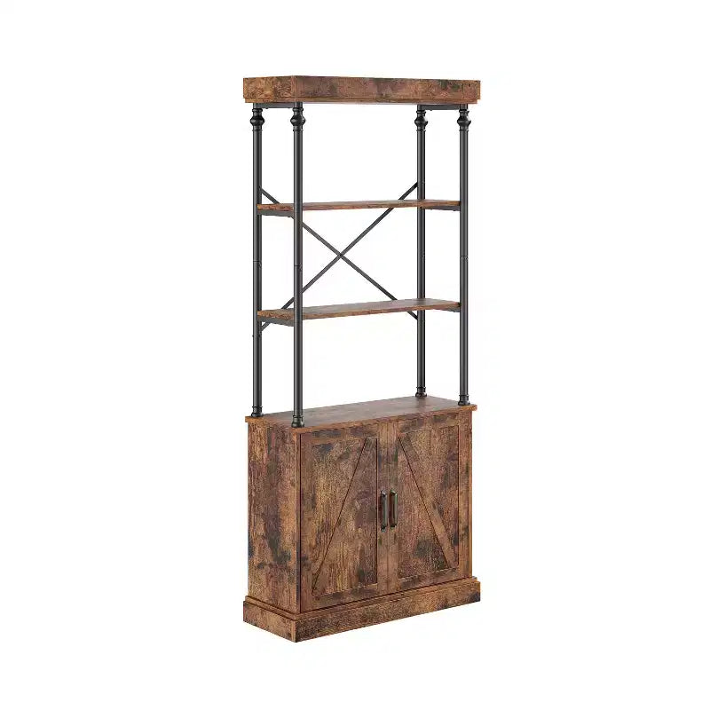 Bibliothèque de ferme avec portes, étagère en bois