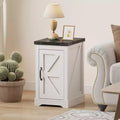 GustoWave Farmhouse End Table Nightstand with Adjustable Shelf and Cord Management, Modern Bedside Table for Bedroom & Living Room - White
