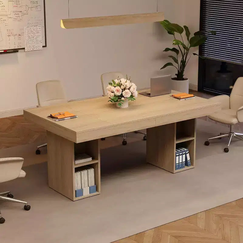 Table à manger rectangulaire pour 6 personnes, construction en bois