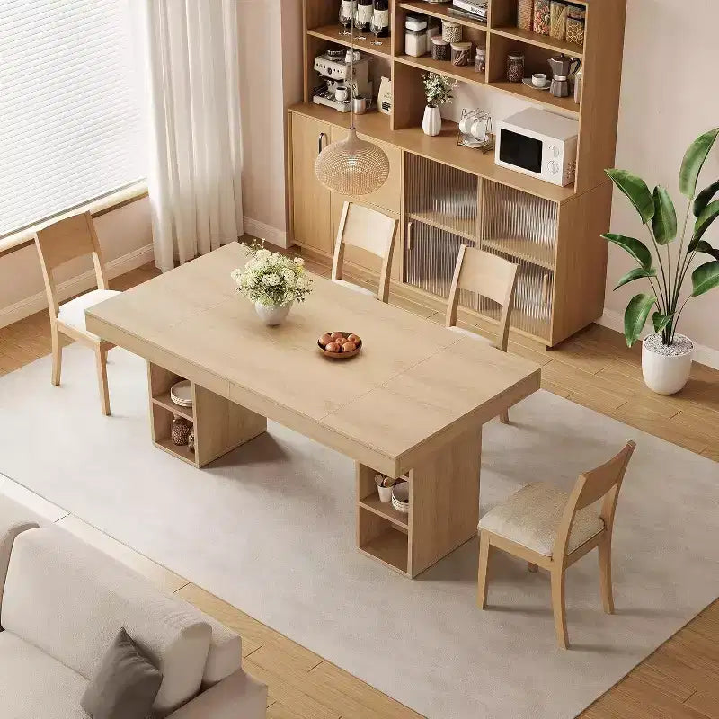 Table à manger rectangulaire pour 6 personnes, construction en bois