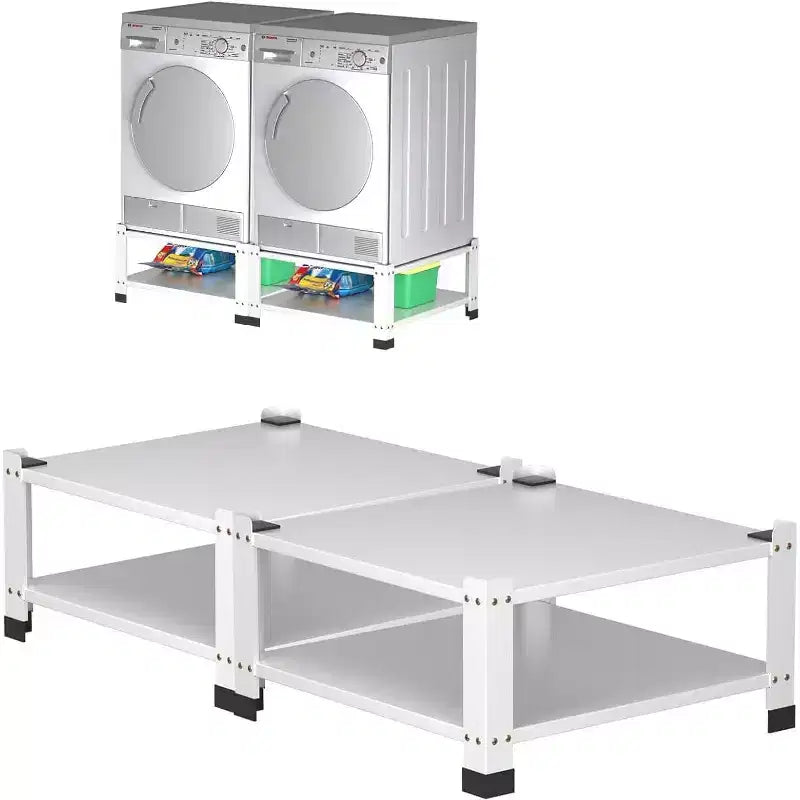 Heavy Duty Washer and Dryer Pedestals with Storage Shelf,2 Pack Steel Riser, 800LB Capacity,Laundry Organizer Stand,Multi-Functional Tool Storage Rack