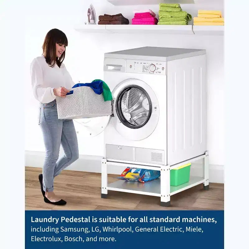 Socles robustes pour laveuse et sécheuse avec étagère de rangement