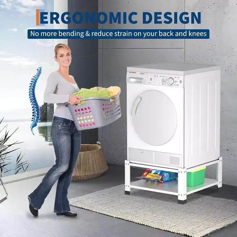 Socles robustes pour laveuse et sécheuse avec étagère de rangement