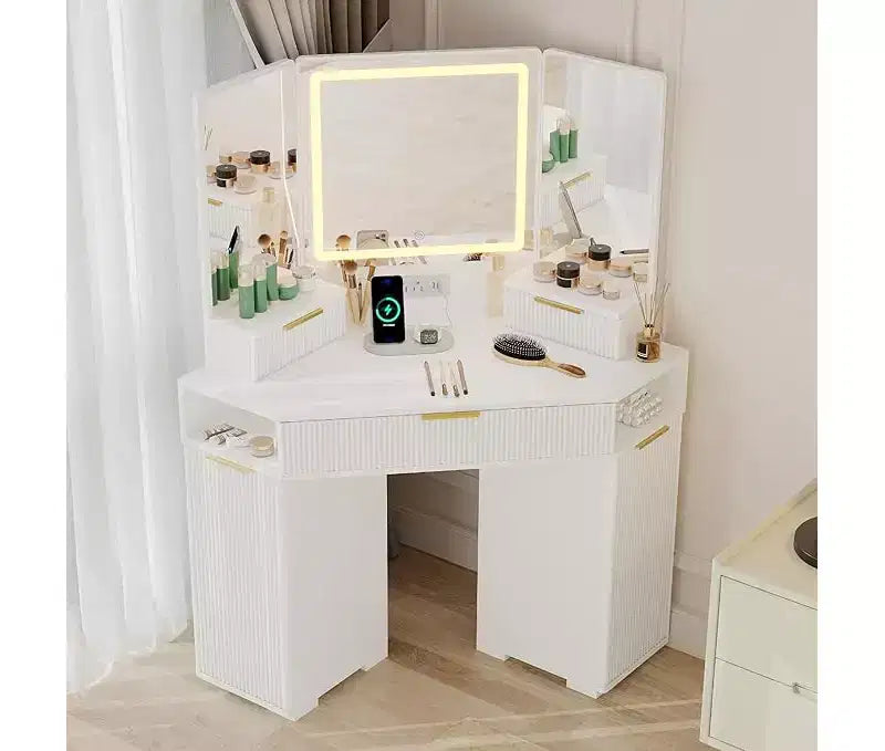 Coiffeuse d'Angle, Coiffeuse avec Miroir Lumineux