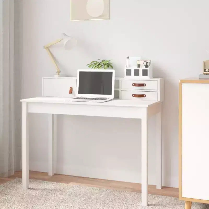 Bureau en pin massif blanc