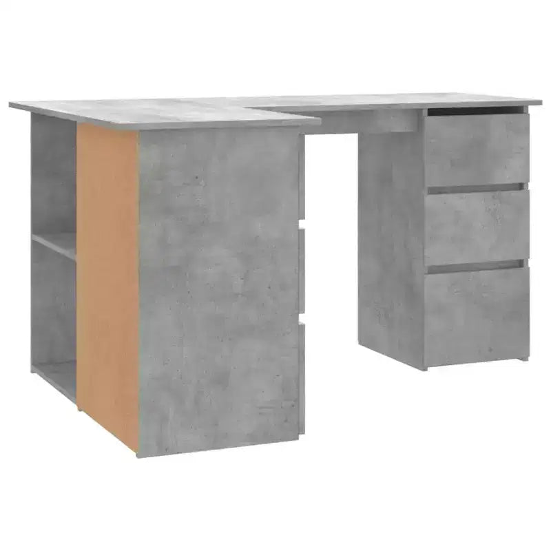 Bureau d'angle en bois d'ingénierie gris, compact