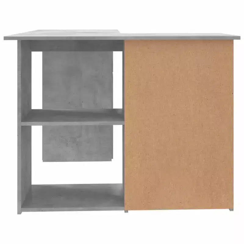 Bureau d'angle en bois d'ingénierie gris, compact