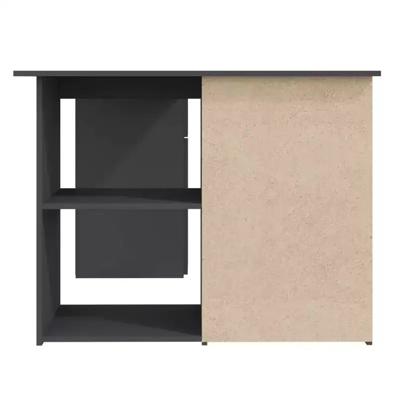 Bureau d'angle en bois d'ingénierie gris, compact