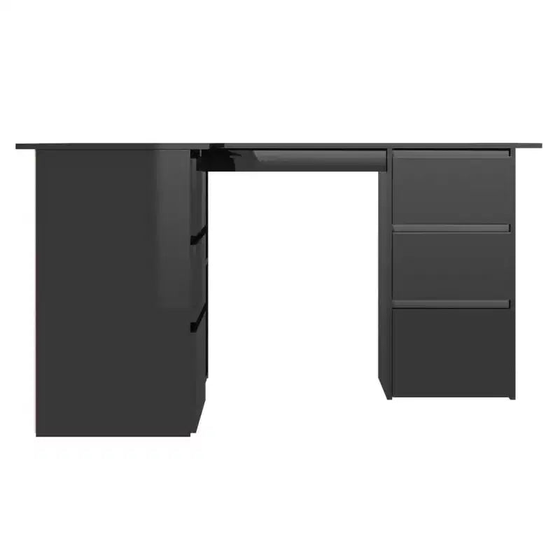 Bureau d'angle en bois d'ingénierie gris, compact
