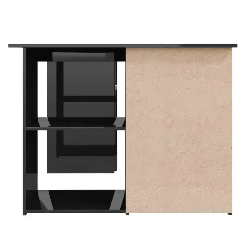 Bureau d'angle en bois d'ingénierie gris, compact