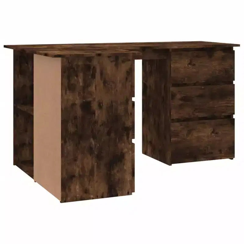 Bureau d'angle en bois d'ingénierie gris, compact