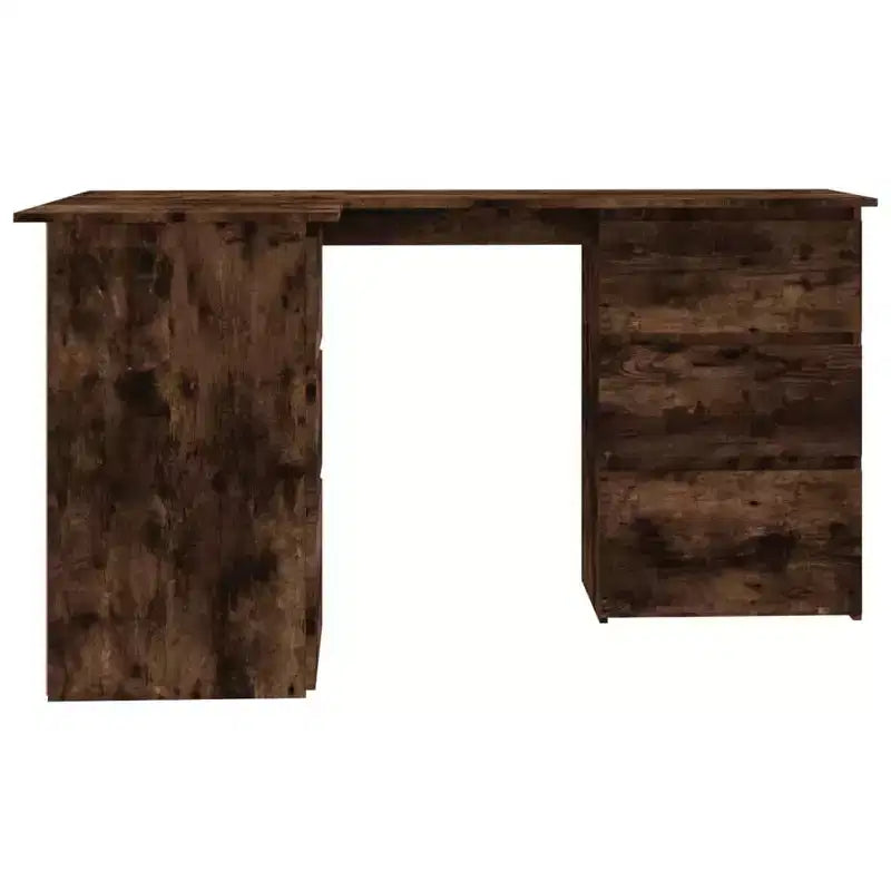 Bureau d'angle en bois d'ingénierie gris, compact