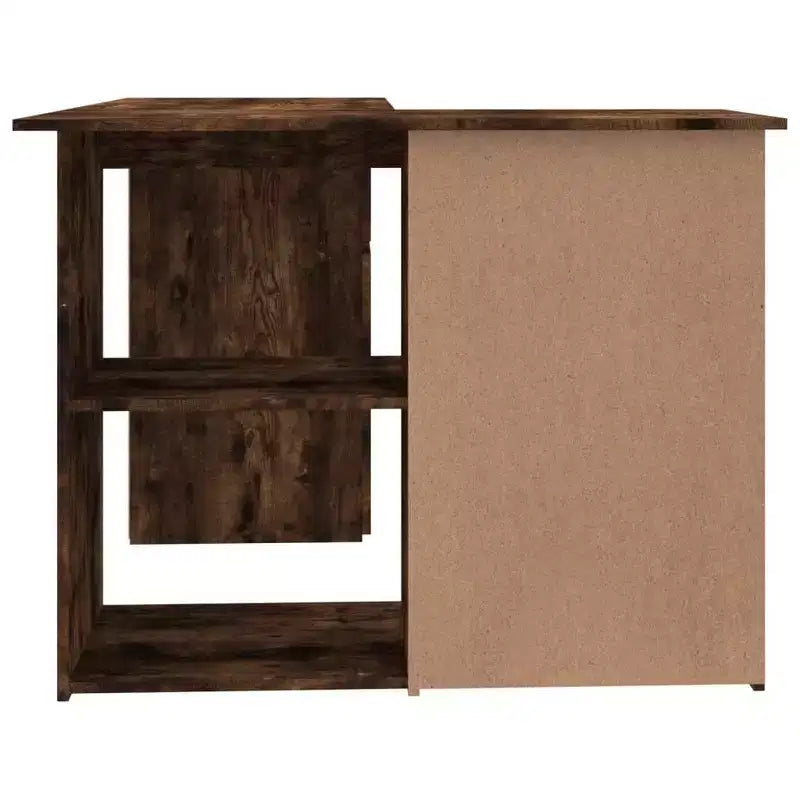 Bureau d'angle en bois d'ingénierie gris, compact