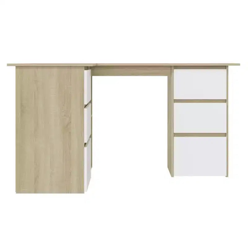 Bureau d'angle en bois d'ingénierie gris, compact