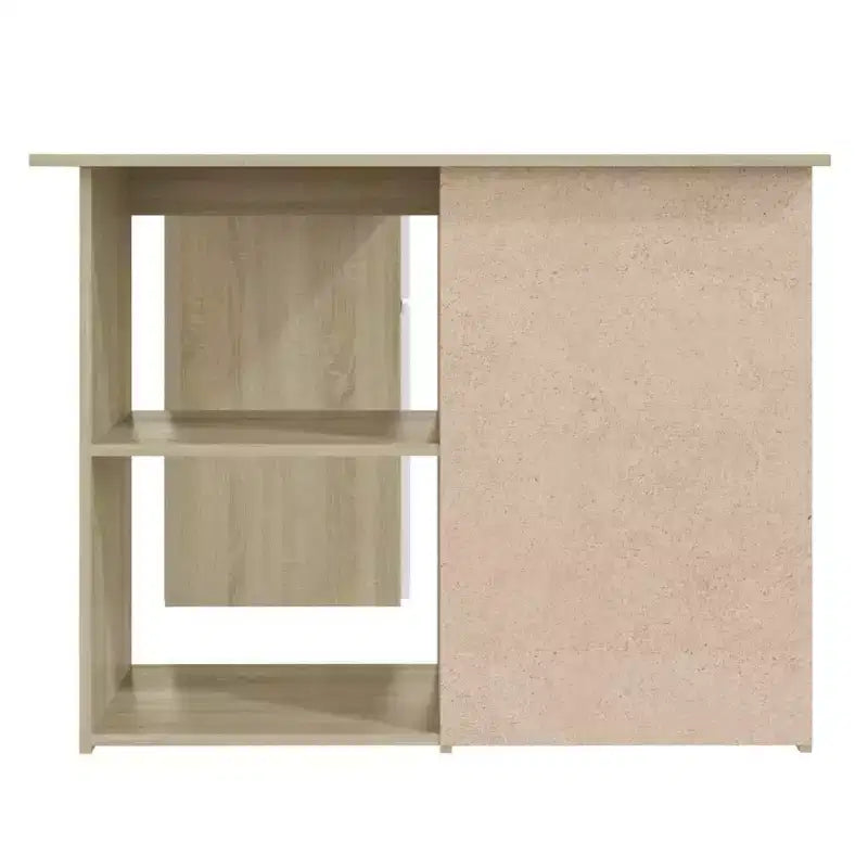 Bureau d'angle en bois d'ingénierie gris, compact