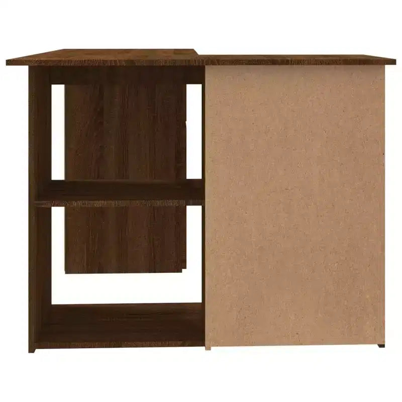 Bureau d'angle en bois d'ingénierie gris, compact