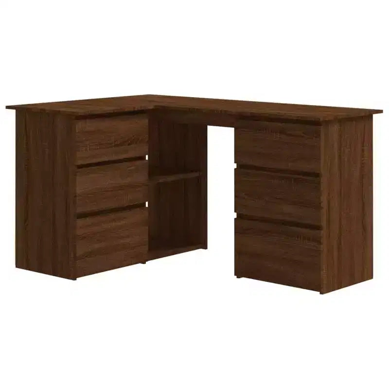 Bureau d'angle en bois d'ingénierie gris, compact
