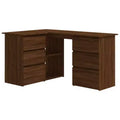 Bureau d'angle en bois d'ingénierie gris, compact