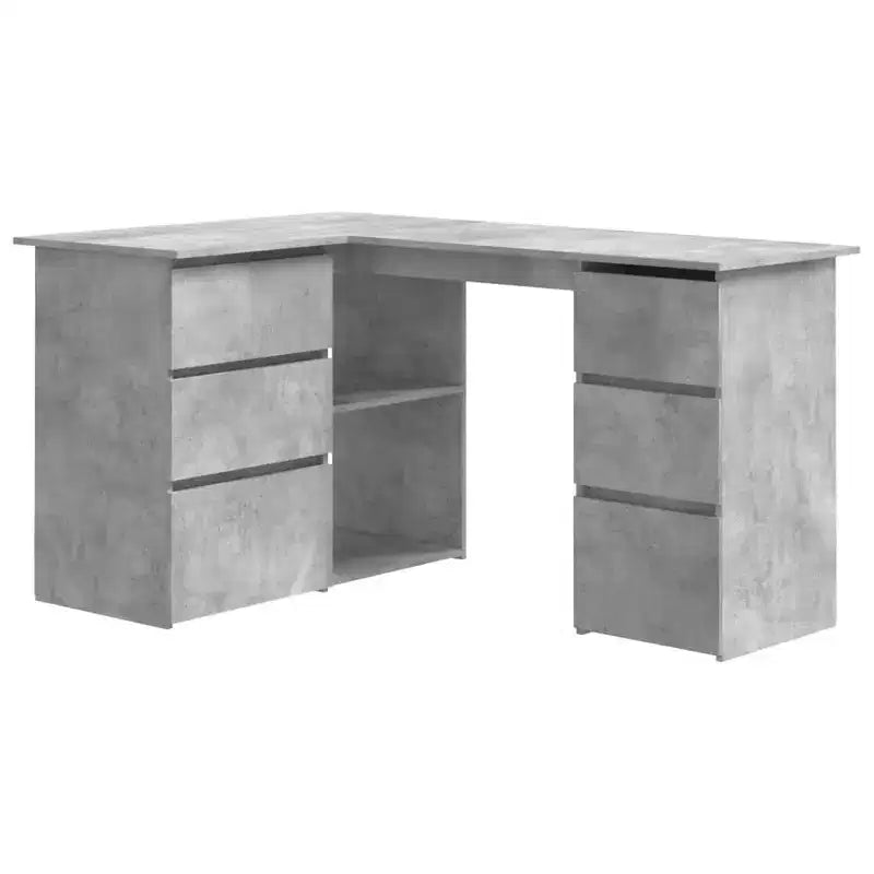 Bureau d'angle en bois d'ingénierie gris, compact
