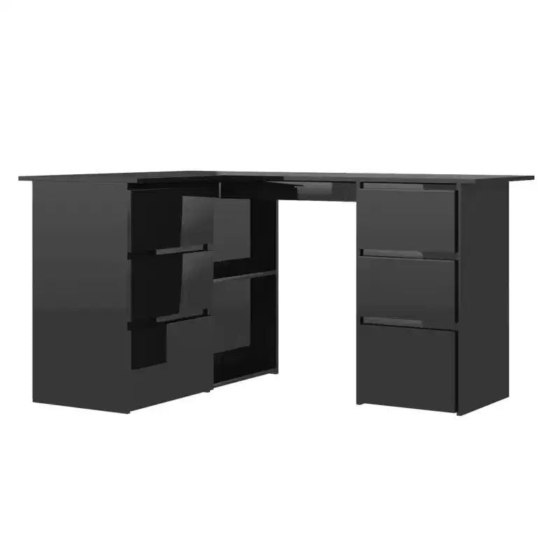 Bureau d'angle en bois d'ingénierie gris, compact