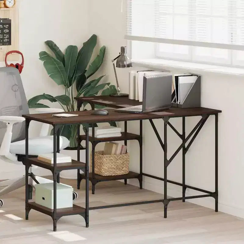 Bureau d'angle avec rangement pour ordinateur et étude