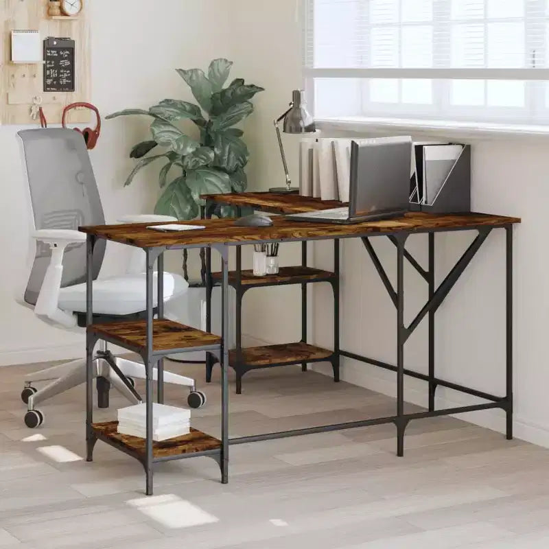 Bureau d'angle avec rangement pour ordinateur et étude