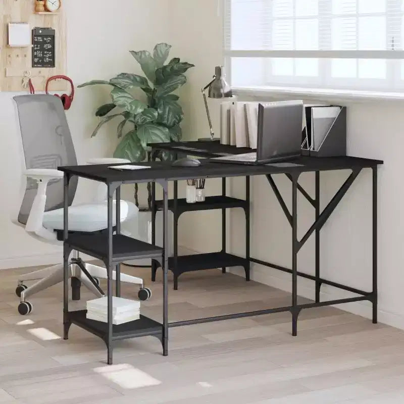 Bureau d'angle avec rangement pour ordinateur et étude