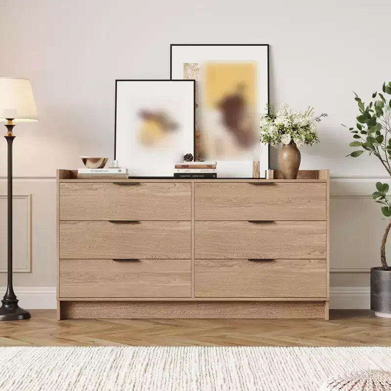 Commode en bois à 6 tiroirs pour chambre à coucher