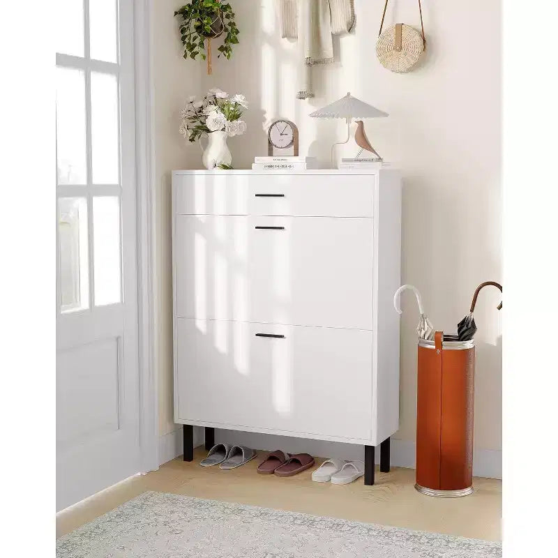 Meuble de rangement à chaussures à 3 niveaux, avec tiroirs abattants