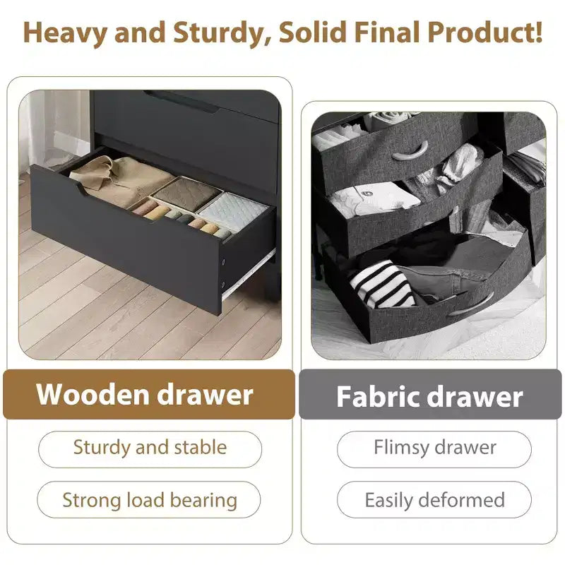 Commode de chambre, commode verticale autoportante avec rangement