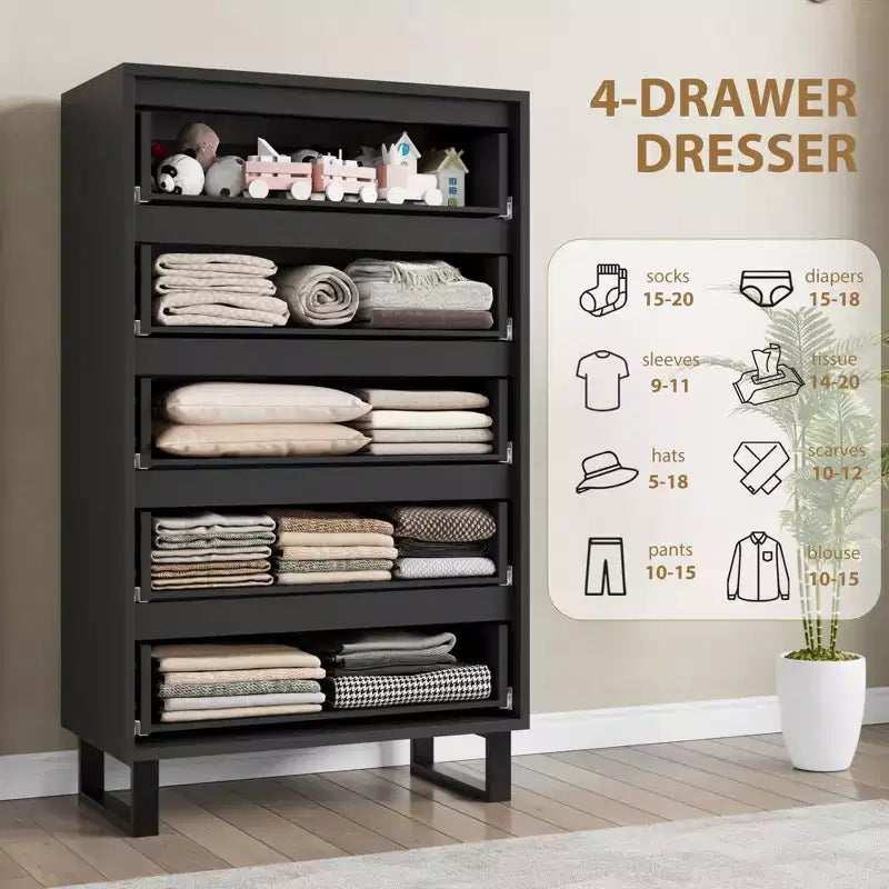 Commode de chambre, commode verticale autoportante avec rangement