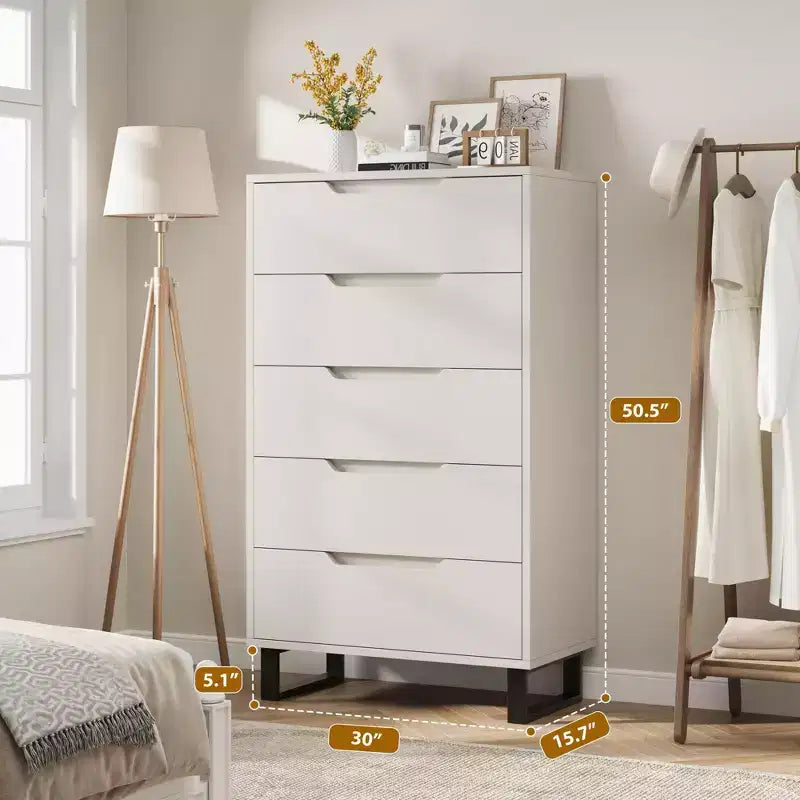 Commode de chambre, commode verticale autoportante avec rangement