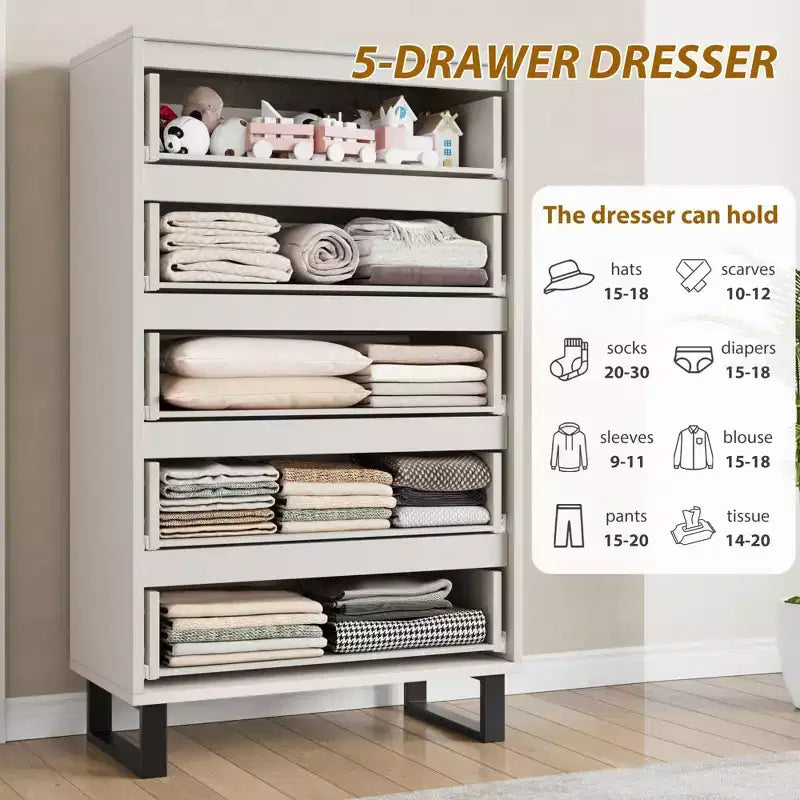 Commode de chambre, commode verticale autoportante avec rangement