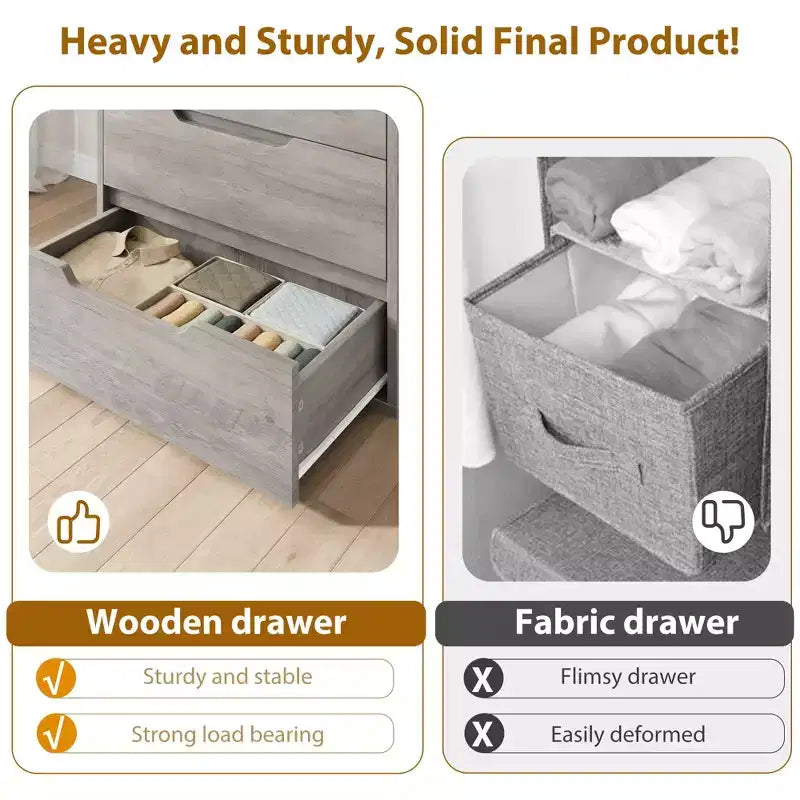 Commode de chambre, commode verticale autoportante avec rangement